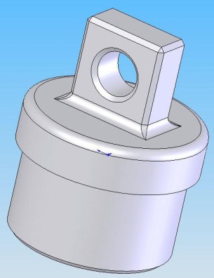 CAD-Modell des Kopstücks der ADS-B-Antenne. Durch die Öse kann z.B. ein Seil zur Befestigung gezogen werden.